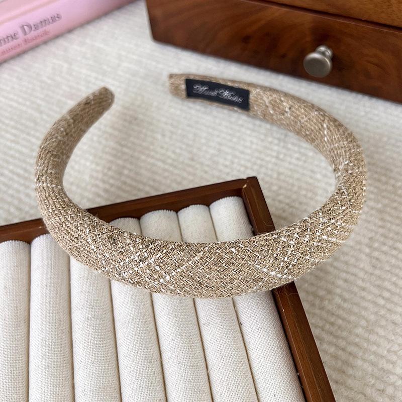 Autumn New Small Fragrant Style Tweed Plaid Sponge Headband for Woman Girls Elegant Hair Hoop Hair Band Fashion Hair Accessories