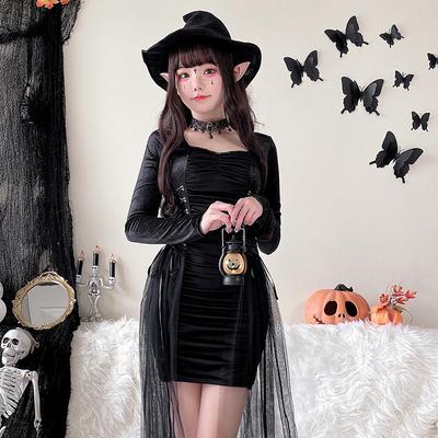 Halloween Costume Wizard Witch Dark Gothic Robe Stage Performance Cosplay Cosplay Clothing