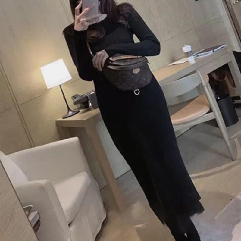 Coat, Sweater Skirt, Women's Autumn and Winter Mid-length Slimming Inner French Knitted Bottoming Dress