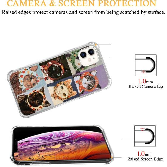Cat Painting Case Compatible with iPhone 11, Cute Cat Phone Case for iPhone 11, Cool TPU Protective Phone Case Cover