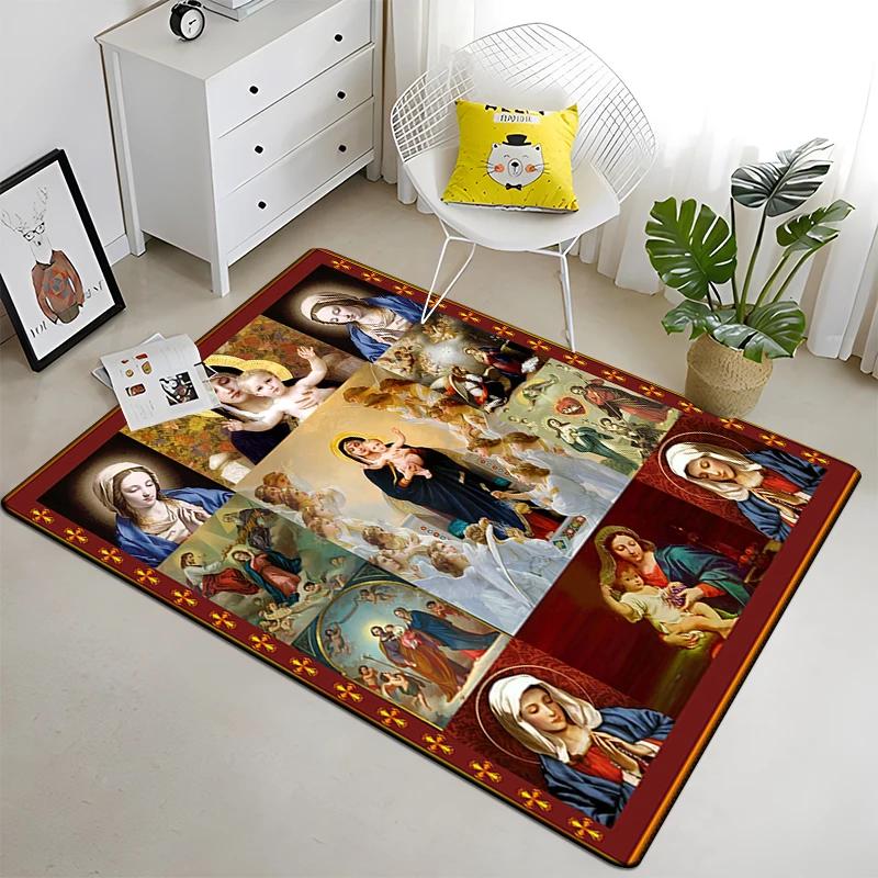 Jesus Virgin Maria Believer Pray Mat Believer Carpet for Living Room Rugs Bedroom Decorative Mat Anti-Slip Yoga Mats Area Rug