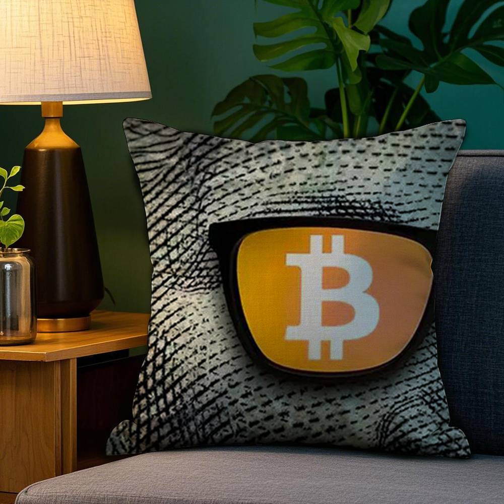 Bitcoin Cryptocurrency Btc Pillow Case Plush Fabric Soft Double Sided Print Home Sofa High Quality Cushion Cover Throw