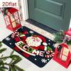 Christmas Santa Claus Doormat 2D Flat Printed Crystal Velvet Non‑slip Floor Rug for Entrance Bedroom Living Room Xmas Holiday Home Decor