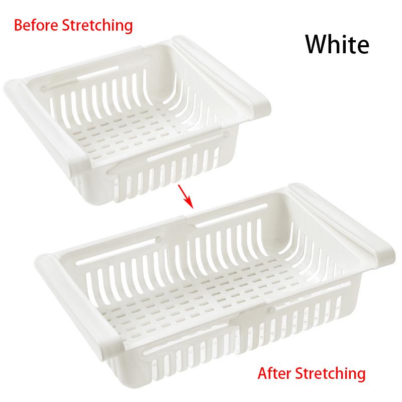 Adjustable Kitchen Fridge Storage Rack Home Organizer Food Container Refrigerator Drawer Storage Boxes Rack Retractable Shelf