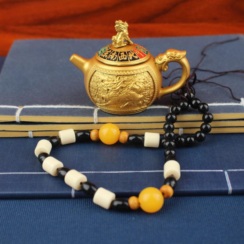 Brass Handle Rotating Dragon and Phoenix Mini Teapot for Mahjong Copper Crafts Gift