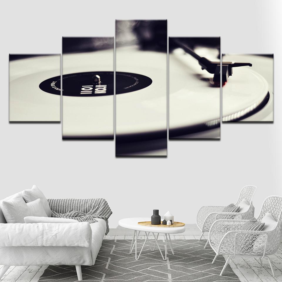 5 Panel EZON-CH Modern Art Funny Music Record Turntable Pictures Printed On Canvas Wall Wallpapers modern Poster Modular Decor