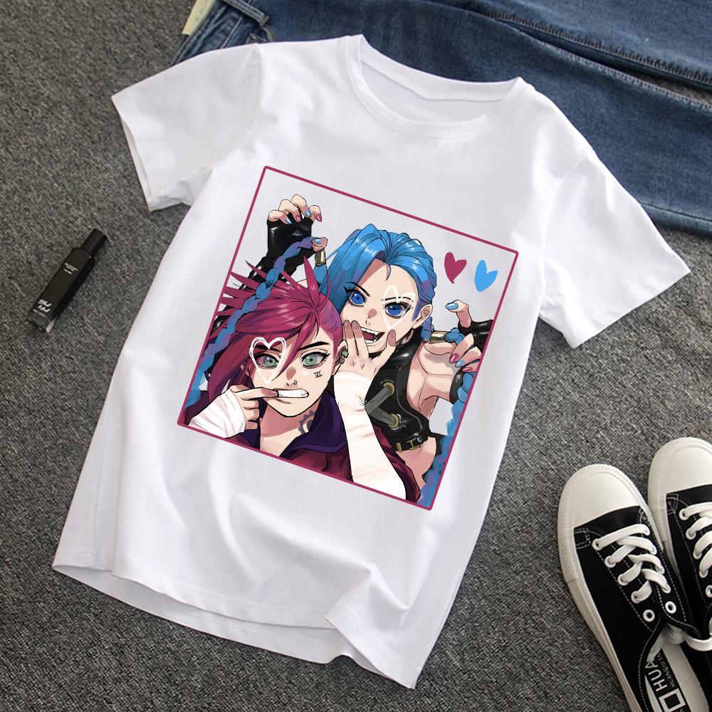 Camiseta de Anime Jinx Arcane para mujer, ropa para hombre, juego