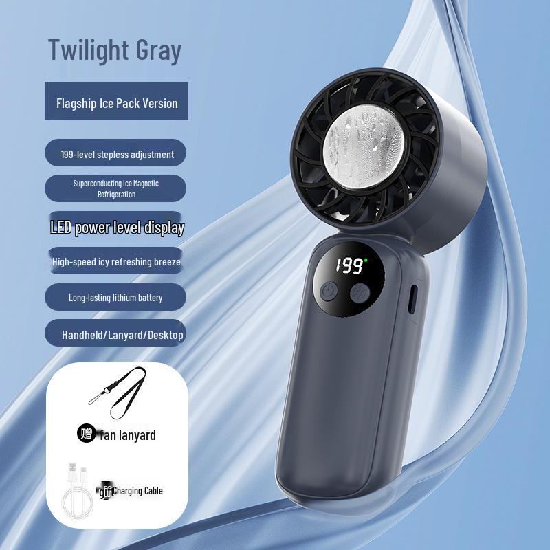USB Rechargeable Silent Handheld Mini Fan with Long Battery Life WD01 Lanyard + Data Cable