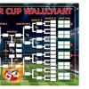 Voetbal Wandkaart Poster, Knock-out Schema En Finale Volg Wandvlag, Herbruikbare Waterdichte Polyester Wandtapijt voor Wedstrijdresultaten Registratie
