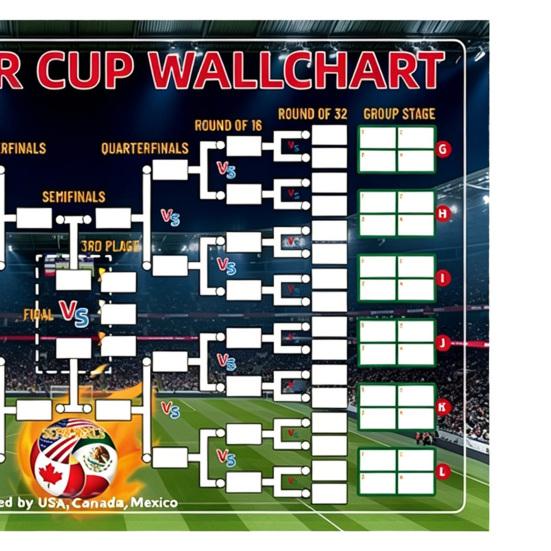 Voetbal Wandkaart Poster, Knock-out Schema En Finale Volg Wandvlag, Herbruikbare Waterdichte Polyester Wandtapijt voor Wedstrijdresultaten Registratie