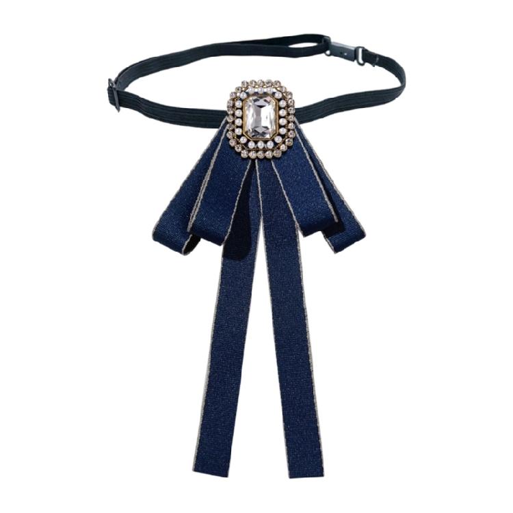 Ceremony Outfit Ribbon Collar Accessory with Center Ornament, Blouse Neckline Accent for Styling and Outfit Wear