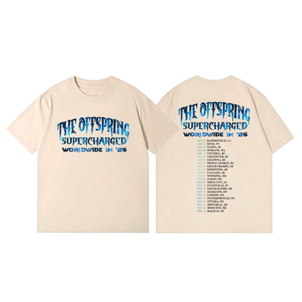 The Offspring Tour 2026 Merch T-Shirts Herren Damen Kleidung Punk Rock Kurzarm-T-Shirt Sommer Mode Lässiges Übergroßes T-Shirt