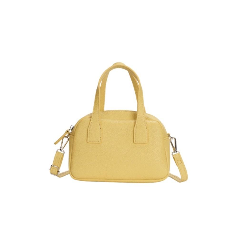 

Korean Style Boston Tote Bag High Quality Leather Lichee Pattern Crossbody Bag Girls жёлтый