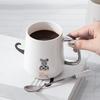 Mug with Lid Spoon Ceramic Cup for Women Home Couple Water Cup Office Coffee Cup for Boys Tea Cup High Appearance