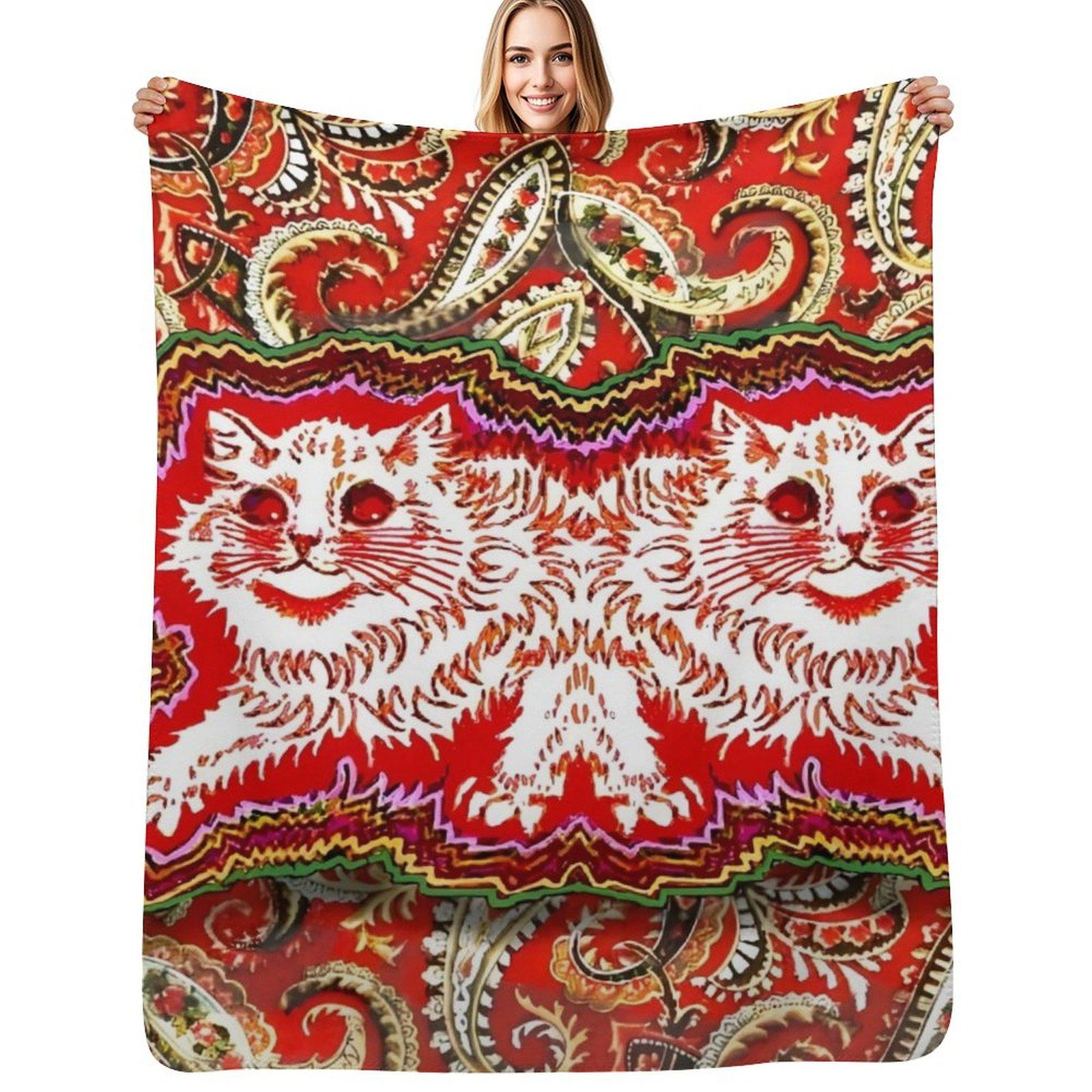 Louis Wain Throw Blanket Modern Design Soft Blanket for Home Decor Size: 75*100cm, Weight: 230 GSM