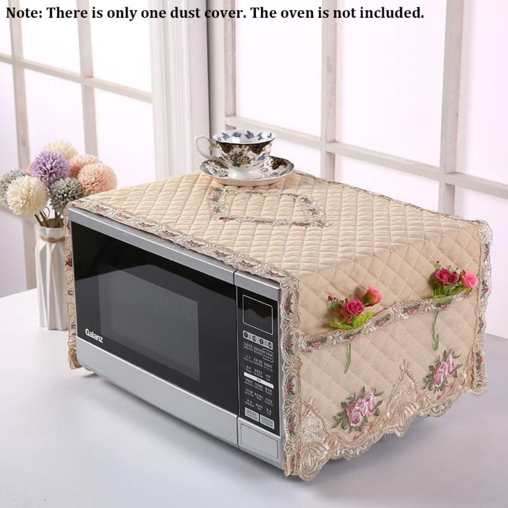 35*100cm Oven Dustproof Cover Lace Trim Quilted Microwave Oven Cover Exquisite Floral Pattern Microwave Cover