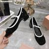 Fashion 2025 Spring New One-Strap Fashionable Button Mary Jane Shoes Women Shiny Patent Leather Round Toe Shallow Medium Heel Pumps