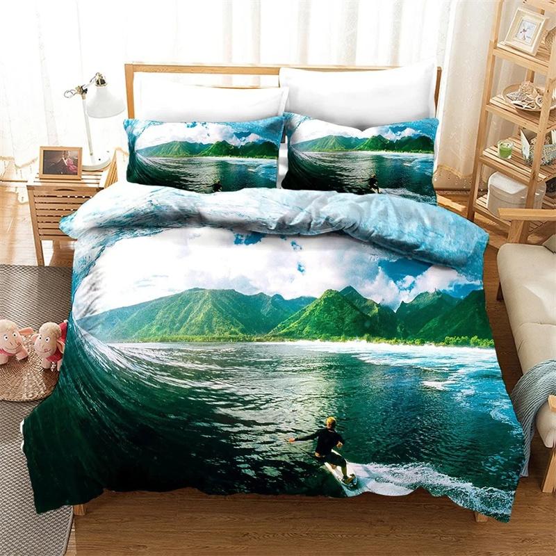 Strand Surfen Bettwäscheset Landschaft Bettdecke Mode Modern 3D-Druck Luxuriöses Bettbezugset Heimtextil Queen King Einzelgröße