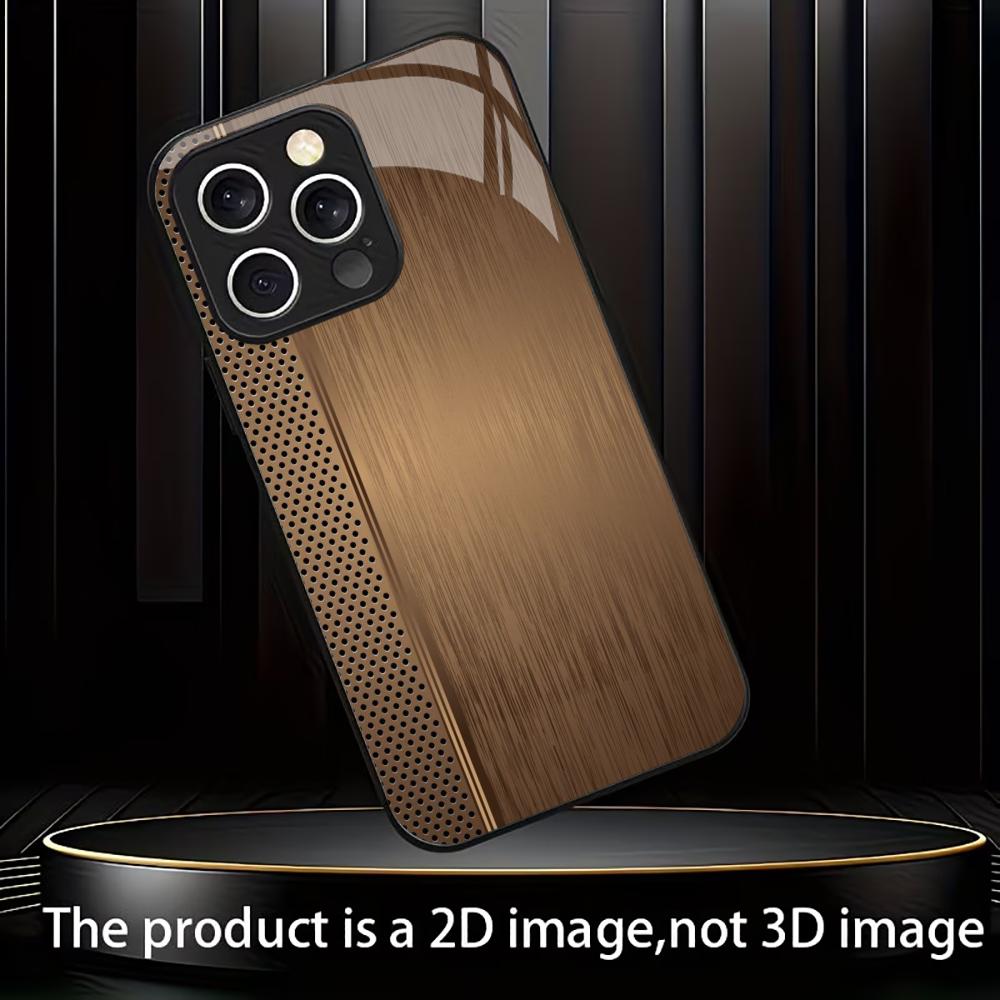 Cool Brown Metallic Perforated phone case Glass fashion phone cases fundas Phone Case for iPhone 17 16 15 14 13 12pm Pro Plus