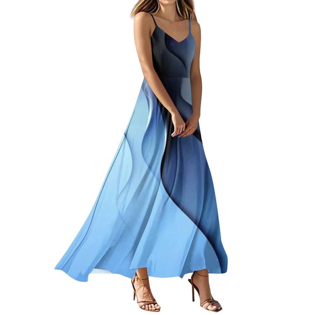 Γυναικεία Καλοκαιρινά Casual Μόδα Φορέματα με Πρίιντ Φορέματα Αμάνικα με Λαιμόκοψη V