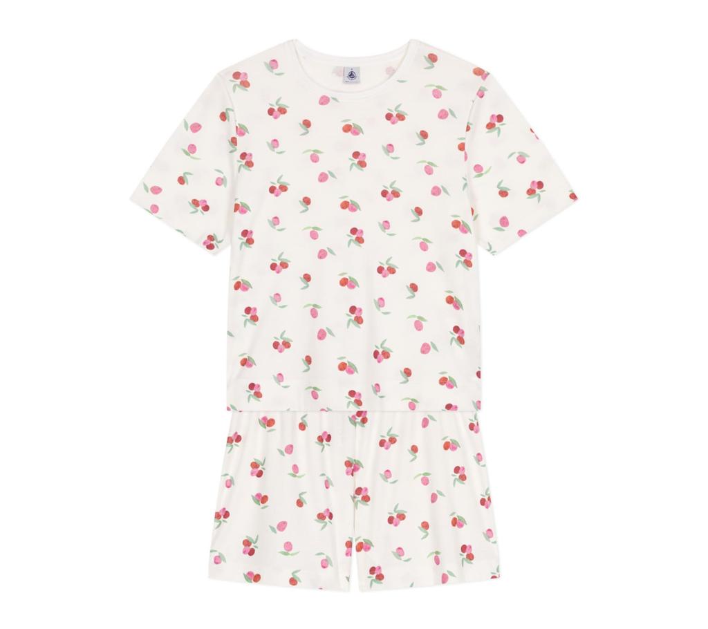 Petit Bateau Short Sleeve Pajamas A0CQN M Off-White/Multicolor