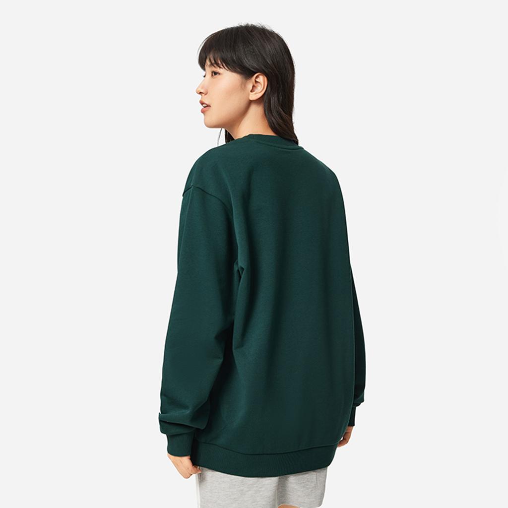Li Ning Sports Lifestyle Series Round Neck Loose Versatile Comfortable Letter Casual Sweatshirt Unisex Sweatshirt Forest-Green AWDVF77-1