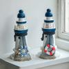 Retro Lighthouse Ornament Handmade Rustic Wooden Lighthouse Statue Coastal Table Centerpiece for Ocean Theme Party Beach House Decor