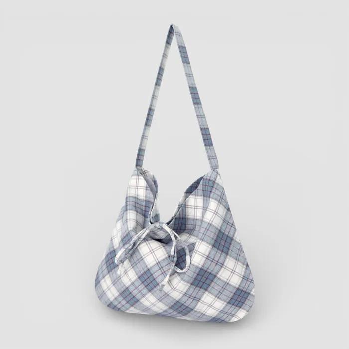 Cozy Check Shoulder Bag _ [Fog Blue]