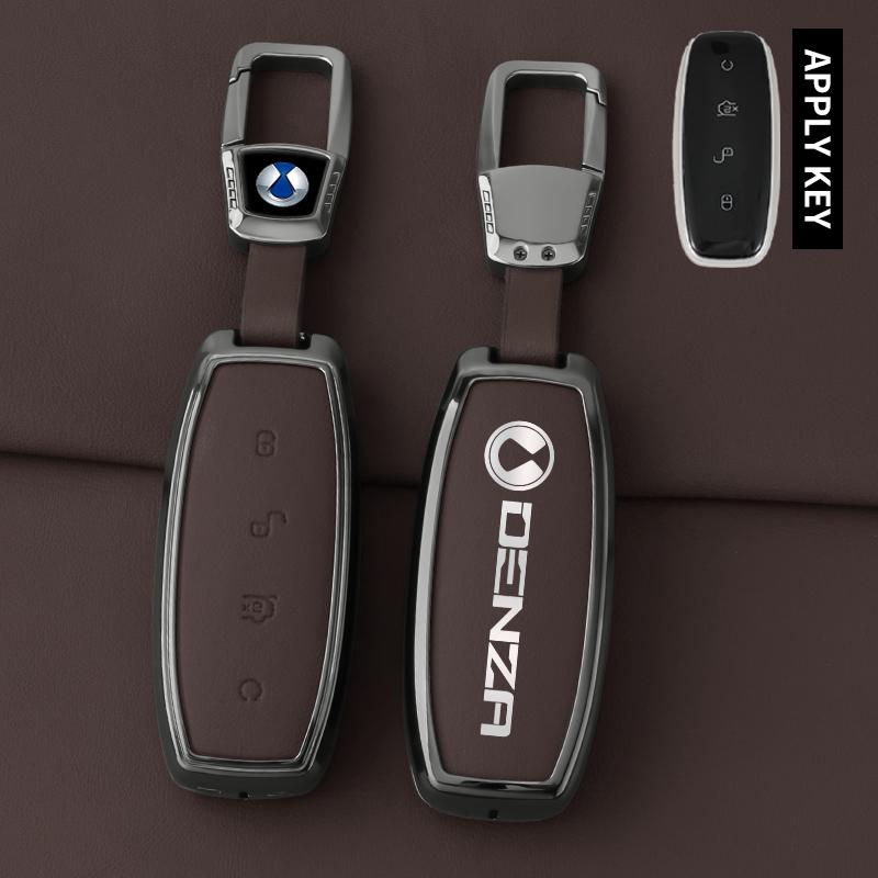 Car Smart Remote Key Fob Cover For Denza D9 Dm-I Great Wall Pickup Truck Key Cover Zinc Alloy Leather Protective Case
