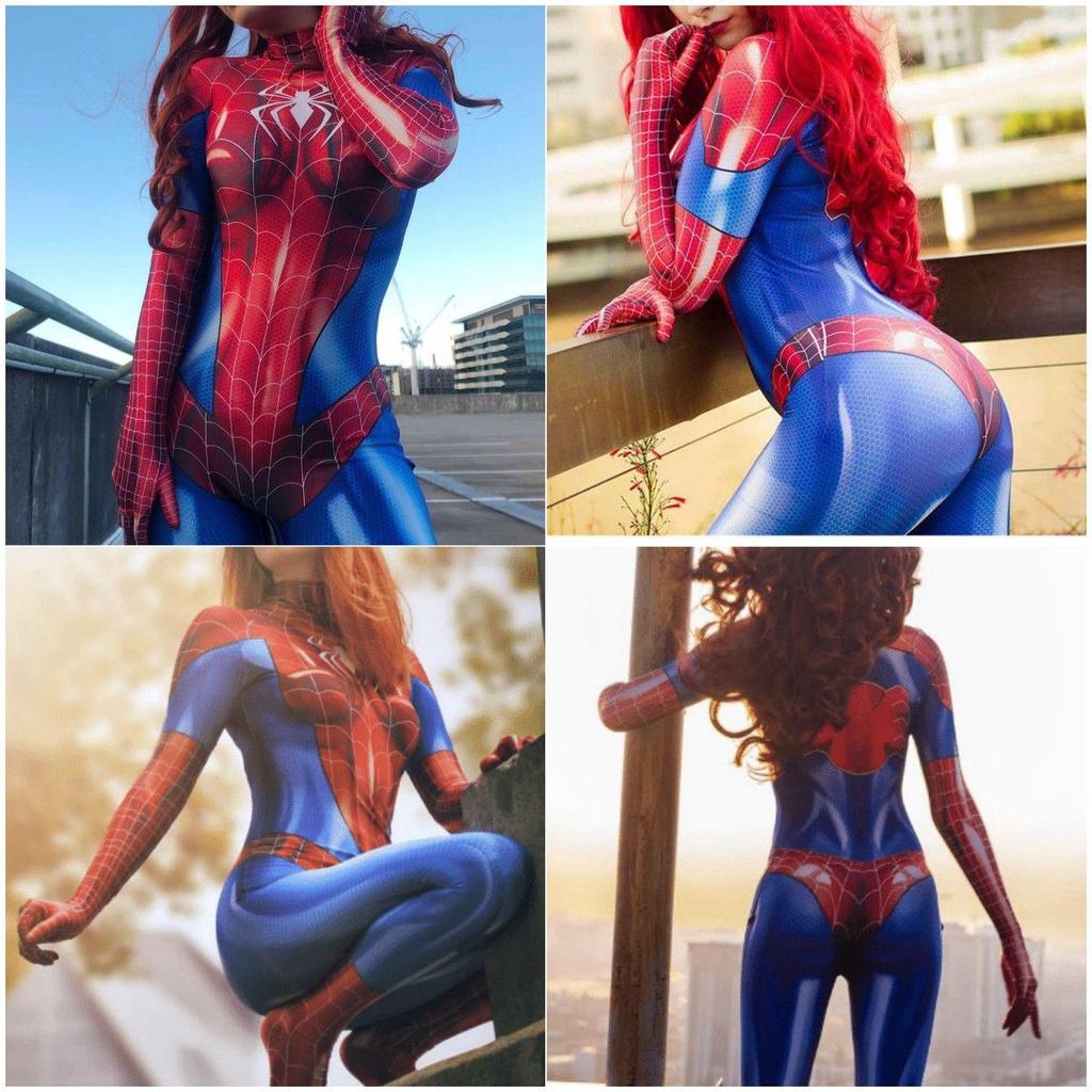 Fantasia Cosplay do Homem-Aranha Sexy Macacão Para Mulheres Roupa de Festa de Halloween
