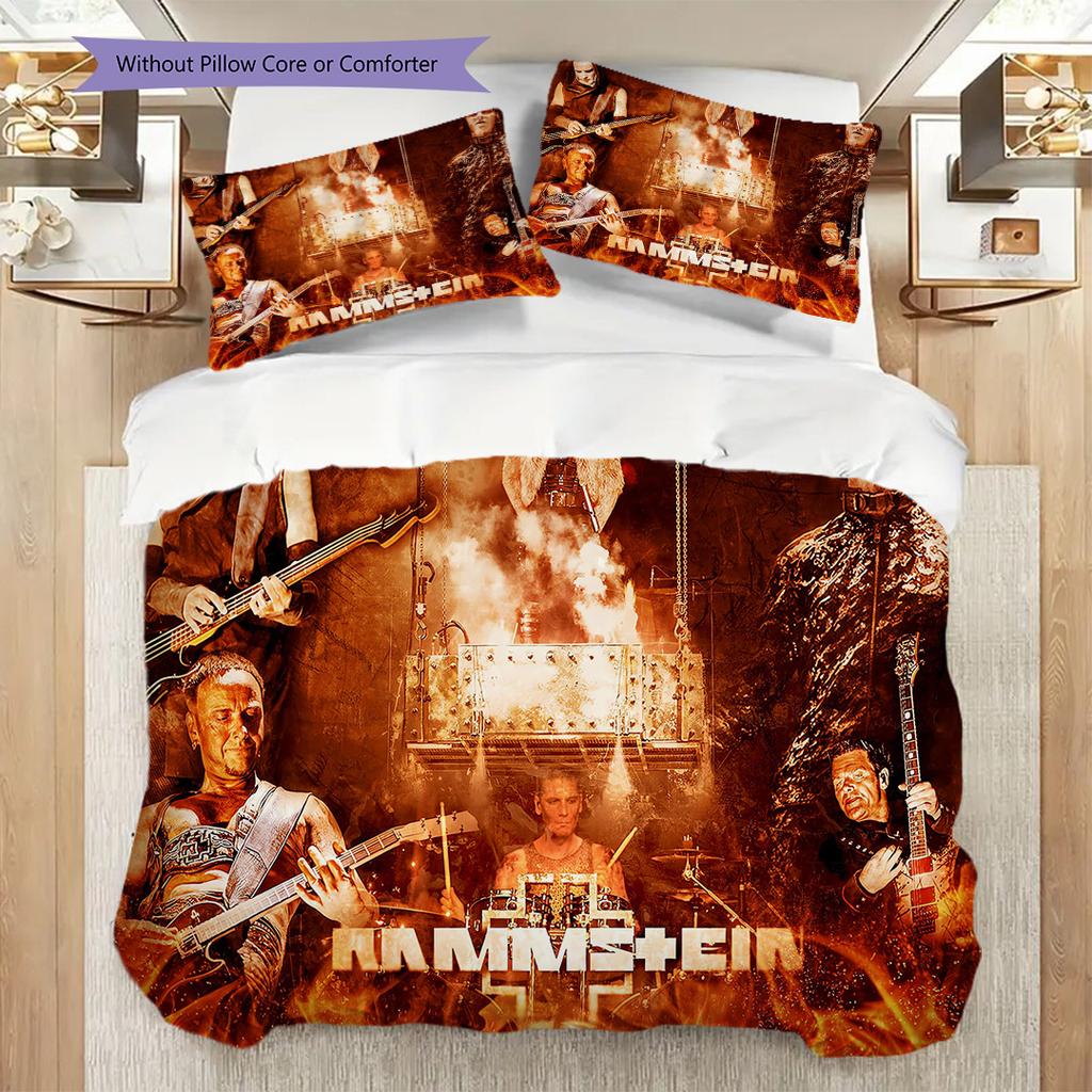 Rock Band Performance Theme Three-piece Set (1 * Duvet Cover + 2 * Pillowcase, Without Core) 2D Flat Soft and Comfortable Bedding Set