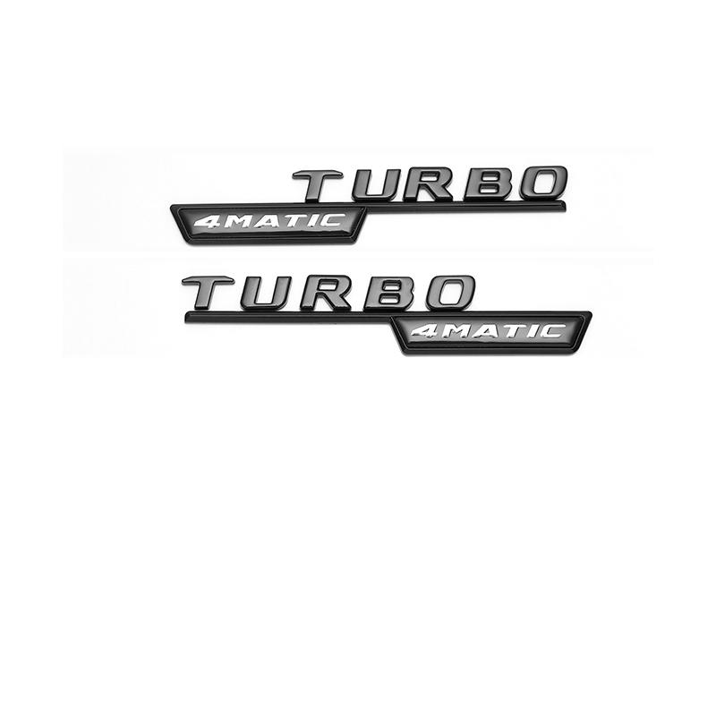 3D Flat Fo Turbo 4matic 4matic+ Plus Emblem for Mercedes Benz AMG GT E53 GLE53 A35 A45 CLA35 CLA45 GLA45 Car Fender Side Sticker AQ1