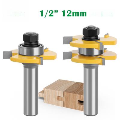 12mm poloviční rukojeť 3-zubá T-typ karbidová fréza na dřevo