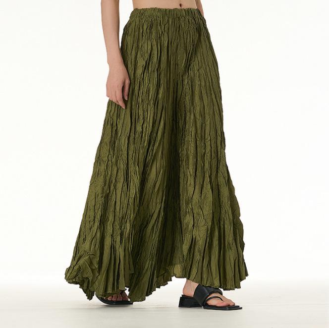 2024 Trendy European-American Minimalist Pleated Swing Skirt for Women - Autumn/Winter Collection