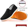 Men's Black Old Beijing Cloth Shoes - Slip-On, Mesh, Casual, Versatile, Tendon Sole