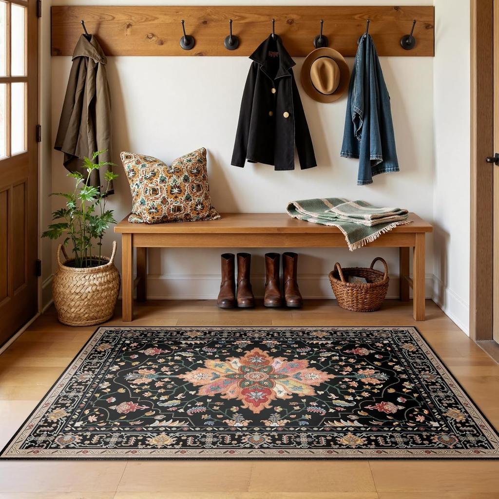 Retro Ethnic Style Printed Carpet, Living Room, Bedroom, Wardrobe Decoration Carpet Kitchen Absorbent Carpet Home Decor