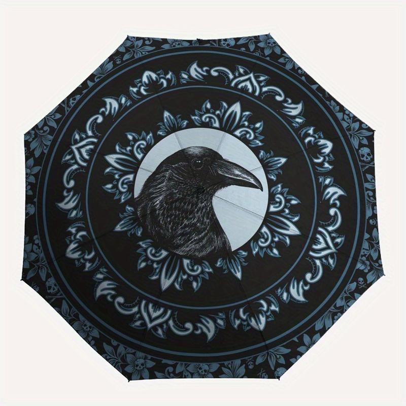 Raven & Floral Mandala Wall Art: Unique Decor for Any SpaceUmbrella, Portable 3-Fold Umbrella for Men & Women,Christmas Gift ES187