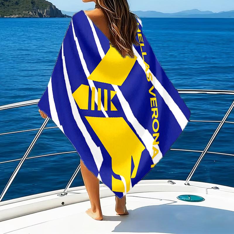 Hellas-Verona Crest Beach Towel - Soft, Absorbent Microfiber, Lightweight, Ideal for The Beach, Parties, Travel, Camping Fan Gifts
