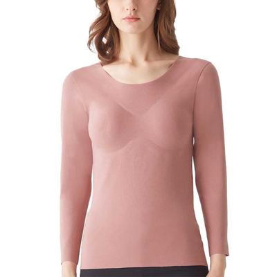 Gunze Kirei Labo Seamless Bra Cotton Long Warm Size M Top, Blend, Thick, Brushed, Warm, Cupped, Sleeve, Innerwear, KL9959R, Women's, Off-Pink,