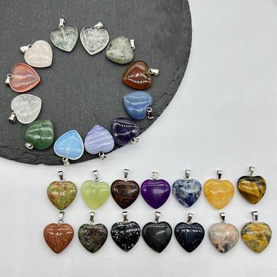 Heart-Shaped Natural Crystal Gemstone Pendant - DIY Necklace Accessory for Love Jewelry