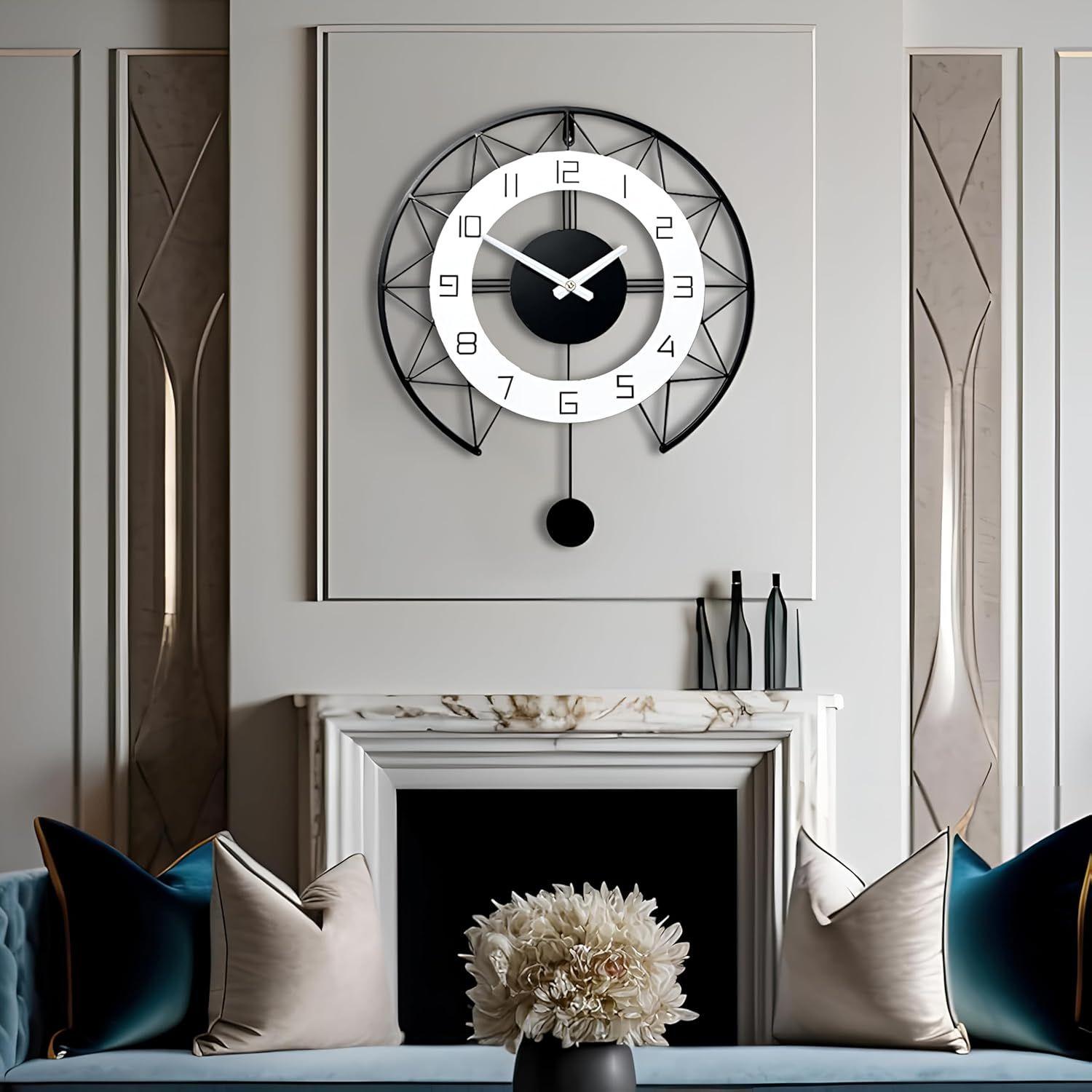 

40 см / Аналоговые Металлические Роскошные Настенные Часы для Гостиной | Бесшумные Антикварные Большие Настенные Часы для Спальни, Офиса, Холла, Гостиной