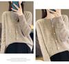Women's Round Neck Long Sleeve Wool Cardigan - Hollow Jacquard Knit Sweater Jacket