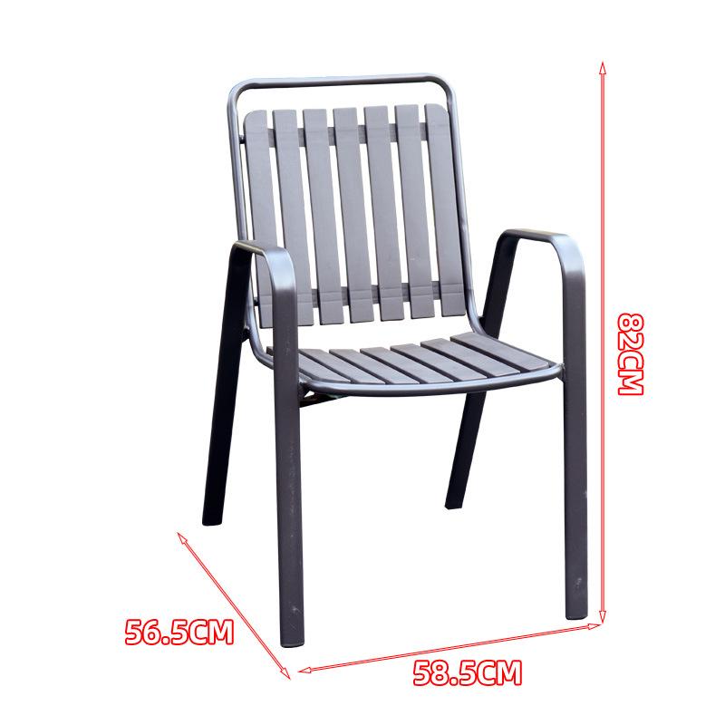 Outdoor Rattan-Style Stackable Patio Chair and Table Set, Wrought Iron Coffee Stool, Ideal for Courtyard or Balcony.