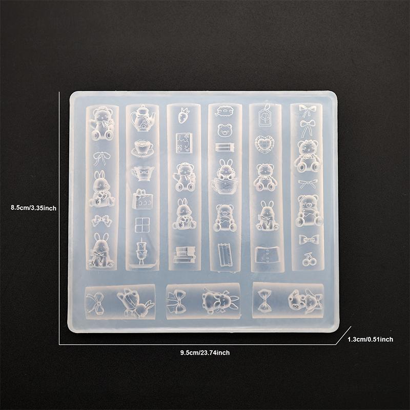 Nail Silicone Mold Cartoon Bow Flower Beads Line Carving Mold 3D Stamping Plate Nails Stencils Diy Manicure Tools Nail Art