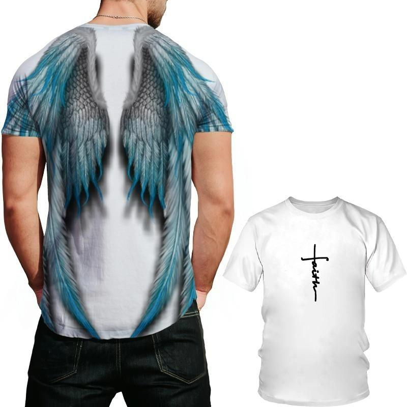 Fashion Angel Wings Pattern Printed Kids Adult T-shirt Summer Women's and Men's Casual Outdoor Girl and Boy Short Sleeve Tees Top Pullover