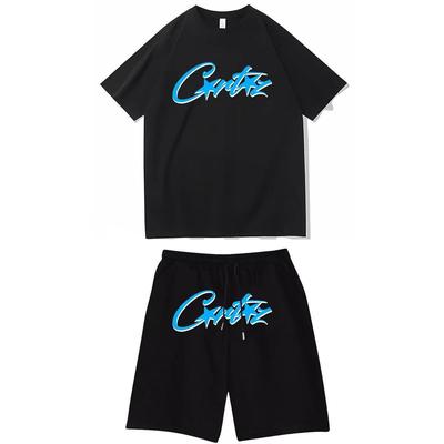 Corteiz American Trendy Brand Hip Hop Street Style Printed Short Sleeve T-shirt and Shorts Summer Set