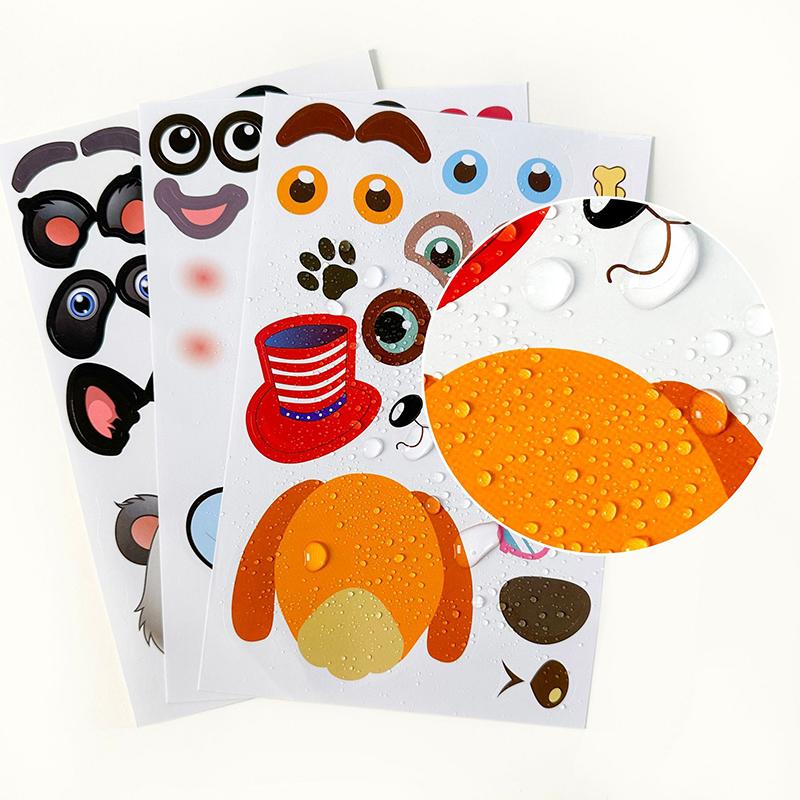 12pcs/set Animal Face Changing Sticker Toys Children Montessori Toys Cartoon Animals Mermaid Educational Toys for Kids TMZ