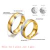 Vnox Wedding Ring for Women / Men Gold Color Love Engagement Couple Stainless Steel Lovers Jewlery Anniversary Gift US Size