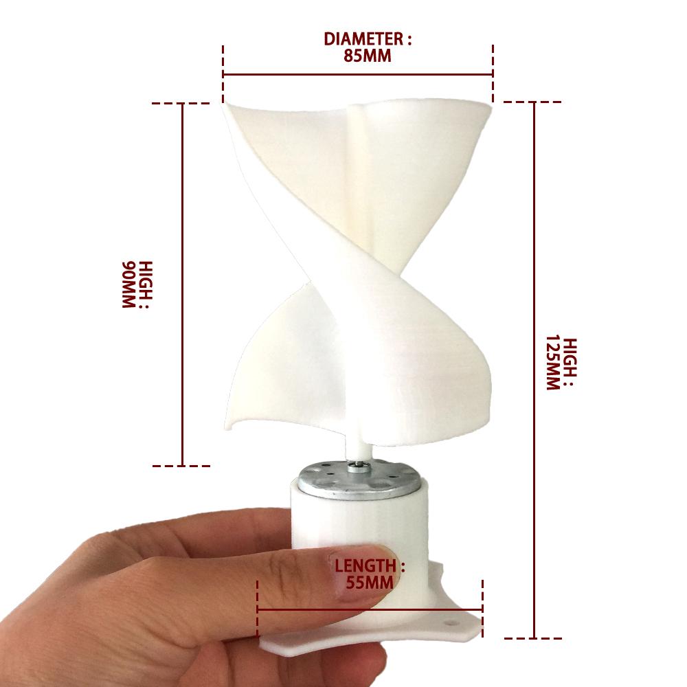 Micro Wind Turbine with LED Light Vertical Wind Generator with 2 Blades for New Energy Classes
