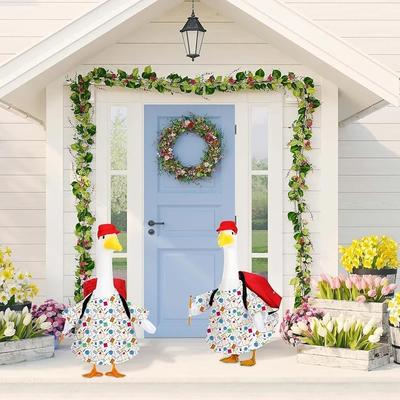 1Set Goose Outfit 23 Inch School Opening Porch Gooes Costume Set Lawn Goose Clothes for Home Yard Patio Garden Statue Decoration